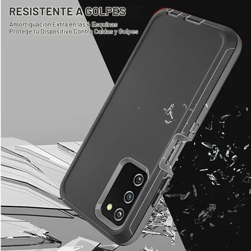 Vista 5 de Funda para teléfono Samsung Galaxy A03S, Galaxy A03S con 2 piezas de película nano a prueba de explosiones, 3 en 1, funda resistente a prueba