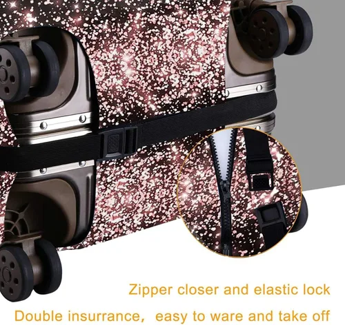 Vista 3 de Hello Gorgeous Funda para equipaje de viaje, funda para maleta de pestañas color rosa, protector elástico duradero para maleta de 18 a 32 pulgadas