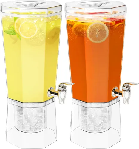 Vista 12 de Lifewit Dispensador de bebidas de plástico de 1 galón, recipientes de jugo con tapa para fiesta, dispensador de bebidas de hielo con soporte