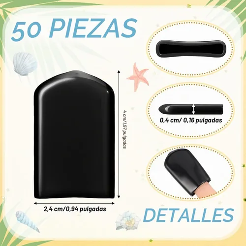 Vista 2 de Loopeer 50 fundas protectoras de uñas para cama de bronceado, protección UV Negro