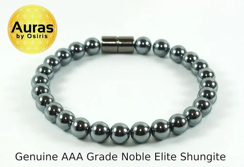 Vista 3 de Pulsera de Shungite para hombres/mujeres con protección de energía con cuentas de 6/8/0.394 in