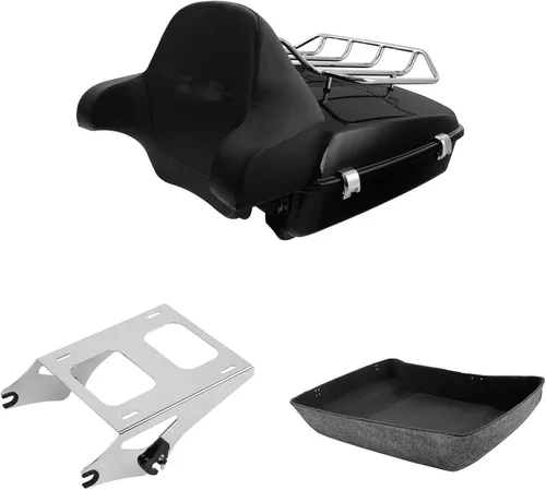 Vista 19 de XFMT Maleta negra mate cortada de 10.7 pulgadas con pestillo para Harley Trunk Touring Road King Street Glide Road Glide Electra Glide 2014-2025