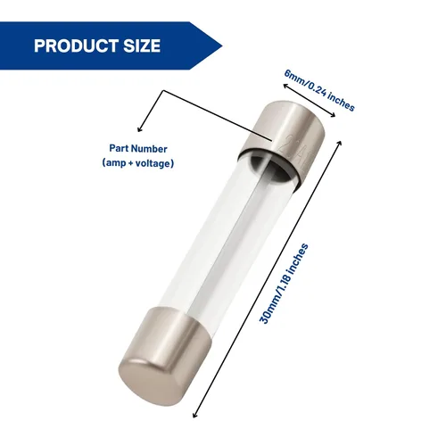 Vista 4 de 5304509451 Fusible de horno microondas de vidrio de soplado lento, 20 A, 125 V, 0.236 x 1.181 in, compatible con GE, Frigidaire, Kenmore - Reemplazo