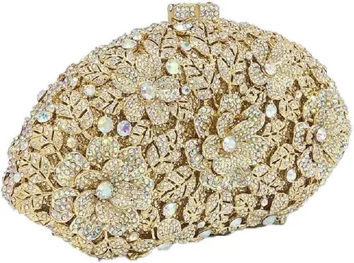 Vista 18 de Boutique De FGG Bolso de noche de flores de embrague de cristal de lujo para mujer, bolso de boda nupcial, bolso