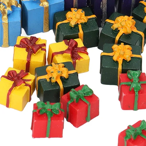 Vista 9 de LBEC Mini adornos navideños cajas de casa de muñecas con mano de obra fina para casa de muñecas 1:12