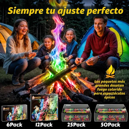 Vista 6 de HGD (Paquete de 6) Paquetes de cambio de color de fuego de campamento mágico para fogata, chimenea interior/exterior, hoguera - llama mágica de arco