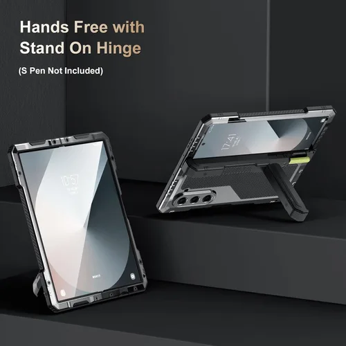 Vista 6 de Funda para Samsung Galaxy Z Fold 6 con soporte delgado para bolígrafo S (2023), parachoques de metal de alta resistencia a prueba de golpes, Negro