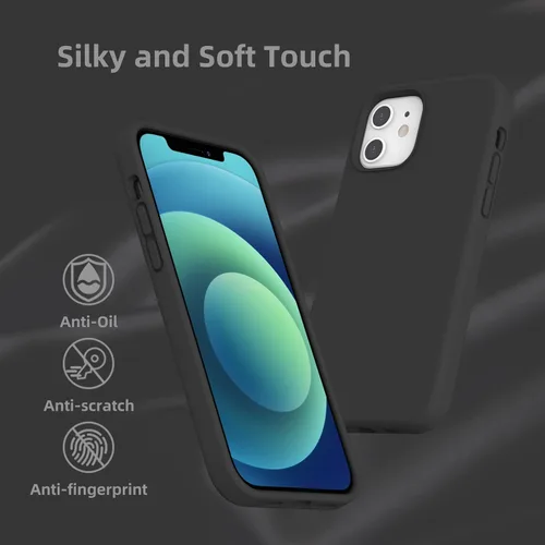 Vista 3 de Funda de silicona líquida compatible con iPhone 12/12 Pro, color negro [Protección contra caídas] [Resistente a los arañazos, a prueba de golpes]