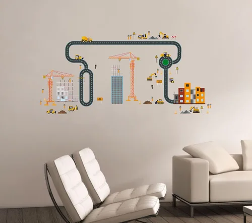 Vista 17 de The City - Vinilo adhesivo de vinilo para habitación de niños, camión de basura, colección de residuos sólidos, para dormitorio de niños, sala