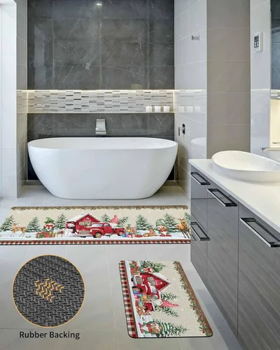 Vista 5 de Tapete de baño con diseño de muñeco de nieve para bañera, antideslizante, de secado rápido y absorbente, de tierra de diatomeas, fregadero