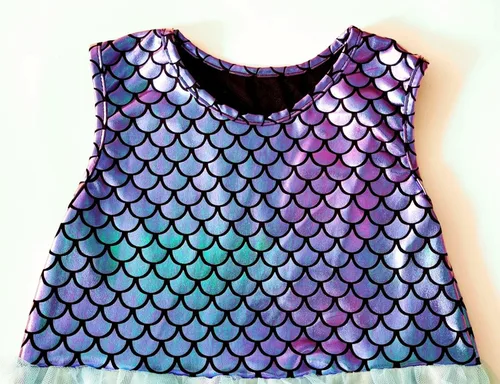 Vista 5 de Vestido de sirena, vestido de sirena para niñas, vestido de princesa para niñas pequeñas, vestido de verano de tul para fiesta, sin mangas, vestidos