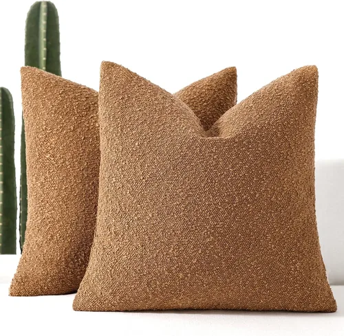 Vista 8 de Fundas de cojín decorativas de bouclé para sofá, juego de 2, 16 x 16 pulgadas, beige