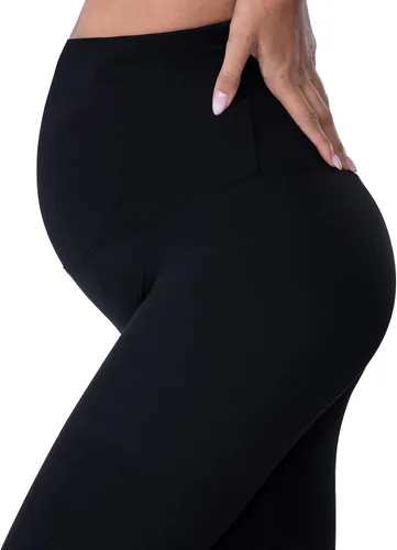 Vista 3 de POSHDIVAH - Leggings de maternidad para mujer para usar sobre el vientre, pantalones de yoga para embarazo, leggings para entrenamiento activo