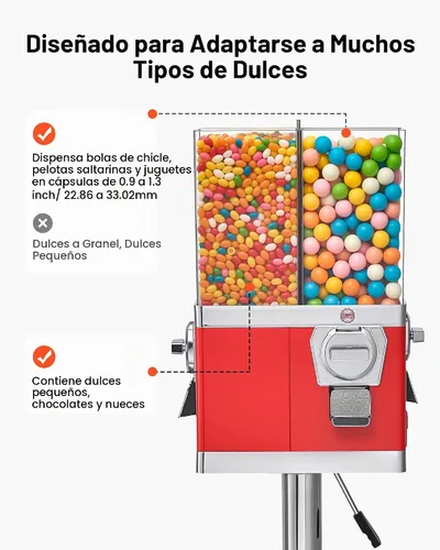 Vista 3 de VEVOR Máquina expendedora de dulces, máquina expendedora de dulces de cuatro compartimentos con soporte, máquinas expendedoras de chicles