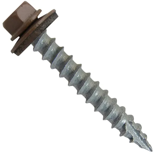 Vista 26 de Tornillos para techos de metal #14 (750) Tornillos x 1-1/2 "ABC Gris Arandela hexagonal Tornillo de techo de chapa metálica para techo.