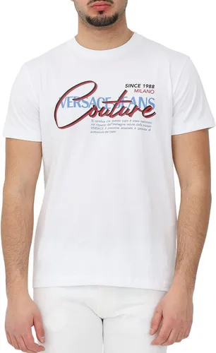 Vista 3 de Versace Jeans Couture Camiseta negra con logotipo de legado impreso en algodón