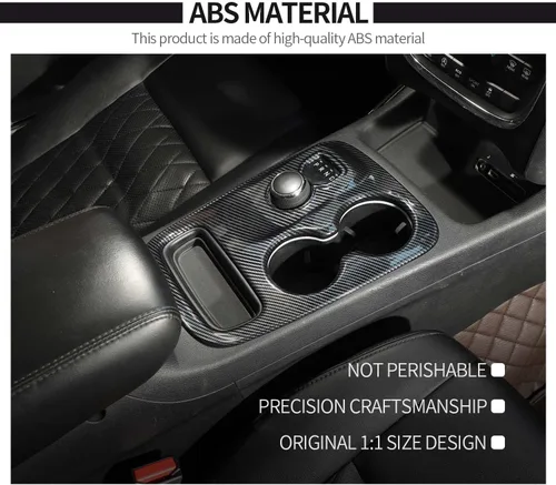 Vista 5 de Voodonala Cubierta de fibra de carbono para panel de palanca de cambios de consola central compatible con Dodge Durango 2014-2017 (2014-2017)