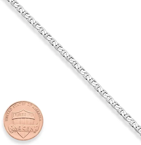 Vista 2 de Miabella Italian Solid 925 Sterling Silver, 18Kt Gold Plated 3mm, 4mm Solid Mariner Link Chain Bracelet for Men Women, Made in Italy