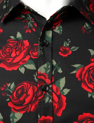 Vista 3 de ZEROYAA Camisas de vestir de manga larga con botones y diseño urbano de moda para hombre