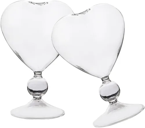 Vista 3 de UPKOCH 4 vasos de cóctel con forma de corazón, copas de vino, copas para bar, boda, fiesta, banco