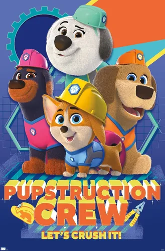 Vista 9 de Disney Pupstruction - Póster de pared de grupo, 34 pulgadas de largo x 22.4 pulgadas de ancho, versión enmarcada de caoba