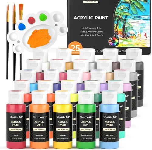 Vista 9 de Conjunto de pintura acrílica de cambio de color Shuttle Art, 16 colores camaleón en botellas (60ml/2oz), pintura acrílica no tóxica para artistas