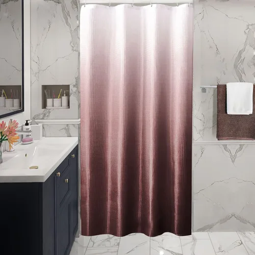 Vista 60 de Gibelle Cortina de Ducha Pequeña para Cabina 36 x 72 pulgadas, Cortina de Ducha de Tela Texturizada de Tejido Gofre Medio Estrecho para Baño, Beige
