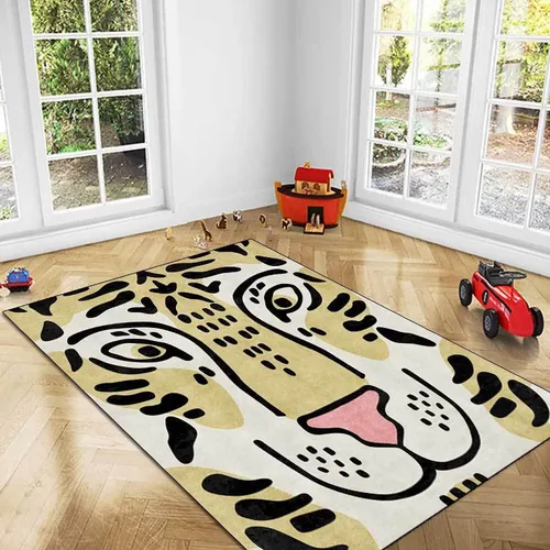 Vista 24 de Alfombra vintage de estilo bohemio con diseño de tigre para puerta de baño, 2 x 3 pies, alfombra pequeña para dormitorio, lavable, tapete de tigre