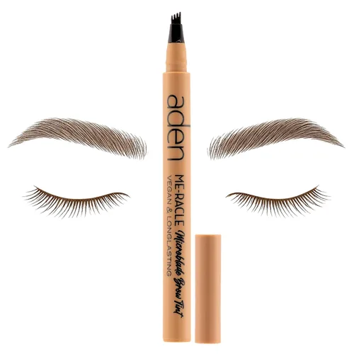 Vista 8 de aden Pluma de cejas Microblading - Lápices de cejas impermeables para mujeres - Lápiz de cejas negro de larga duración - Punta de triple trazo
