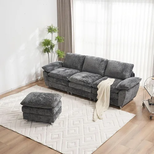 Vista 11 de KEVINSPACE Sofá modular moderno en forma de L de 101.6 pulgadas para sala de estar, sofá modular moderno de 3 asientos, muebles cómodos con diván