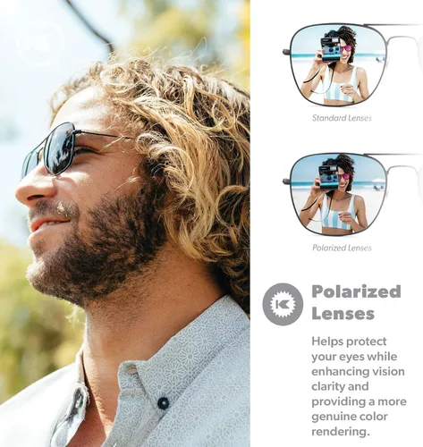 Vista 4 de Knockaround Mount Evans - Gafas de sol polarizadas estilo aviador cuadradas con protección UV400 completa