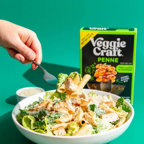 Vista 8 de Veggiecraft Farms Penne Pasta - Pasta baja en carbohidratos, alta en proteínas, hecha con coliflor, lentejas y guisantes, sin gluten, fideos