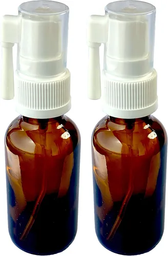 Vista 2 de Pulverizador oral vacío de vidrio ámbar para garganta/oído, paquete de 6 unidades para plata coloidal y aceite esencial, 1.0 fl oz (1 oz), paquete