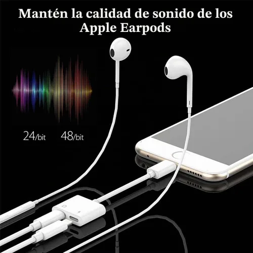 Vista 5 de [Certificado Apple MFi] Divisor de adaptador de auriculares para iPhone, 2 en 1, cargador Lightning doble, adaptador de audio auxiliar para iPhone