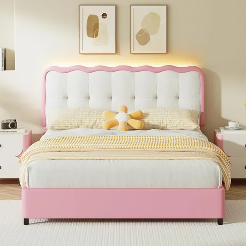 Vista 8 de BarnFurin Base de cama individual, cama de plataforma tapizada con cabecera de nube, marco de cama moderno con diseño suave anticolisión, no Negro