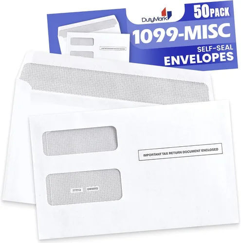 Vista 4 de 50 sobres de impuestos 1099 autoadhesivos diseñados para formularios láser 1099 impresos - MISC - 1098-1099 R - DIV - INT, seguridad de doble
