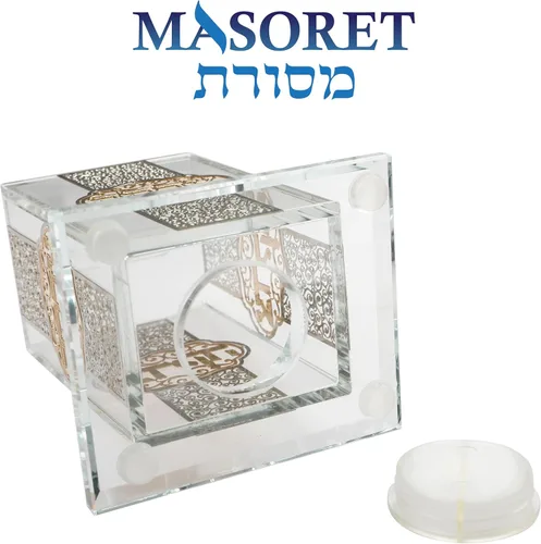 Vista 5 de Caja de cristal Tzedakah - Caja de caridad - 4.7 * 3.5" Diseño moderno corte láser fino
