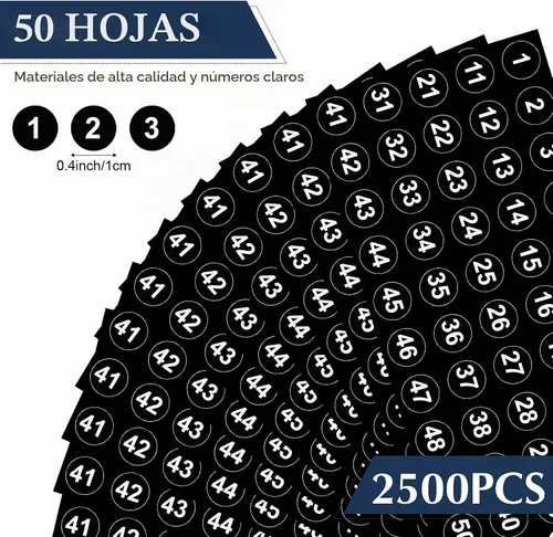 Vista 2 de Clabby - 50 hojas de calcomanías de números del 1 al 50 números, etiquetas