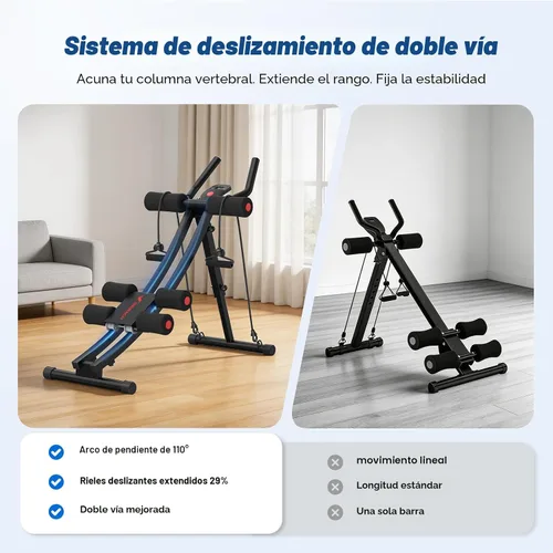 Vista 4 de MERACH Ab Machine, Adjustable Dual Track Ab Trainer Machine, Ab Workout Equipment for Home Gym, Ergonomic Arc Track for Better Abs, Foldable Workout