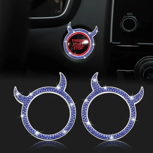 Vista 9 de WINKA Bling Cubierta del Botón de Arranque del Motor del Coche Universal Push Start Stop Trim Anillo de Encendido Tapa Decoraciones 2 piezas