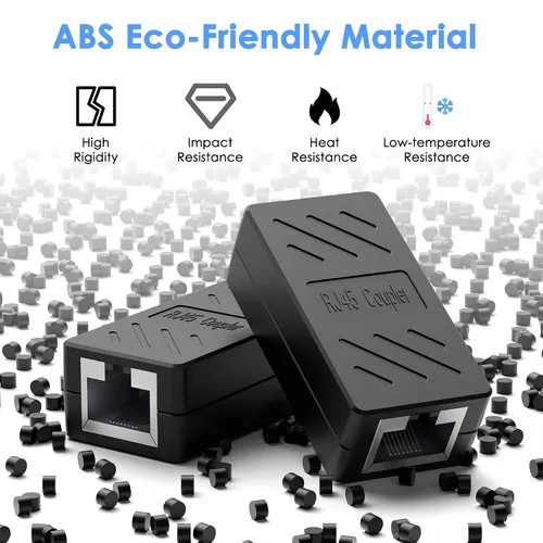 Vista 4 de Dingsun Acoplador RJ45, extensor Ethernet para conector hembra a hembra Cat7/Cat6/Cat5e/Cat5 (1 paquete, negro)