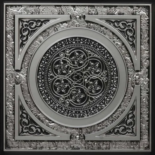 Vista 29 de Steampunk-Faux - Azulejo de techo de hojalata - Plata envejecida, paquete de 25 Plata antigua