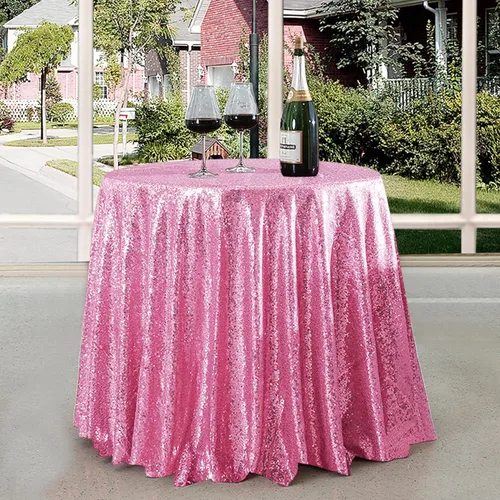 Vista 64 de Manteles redondos de lentejuelas negros para fiestas, de 121,9 cm, mantel redondo de purpurina ajustado, pequeño, lindo y dulce, para boda