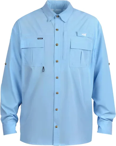Vista 7 de KastKing ReKon Men's Fishing Shirts Smart Design, UPF 50+ Quick-Dry Breathable, Roll-Up Long Sleeve Button-Down Shirts