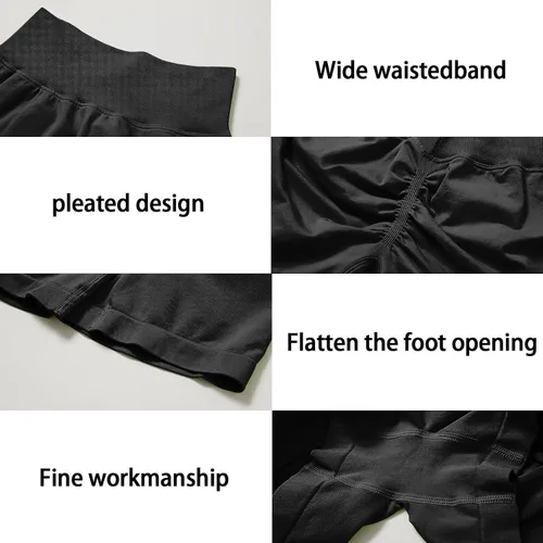 Vista 4 de Pantalones cortos de gimnasio para mujer, sin costuras, con levantamiento de glúteos, pantalones cortos de entrenamiento para yoga, pantalones