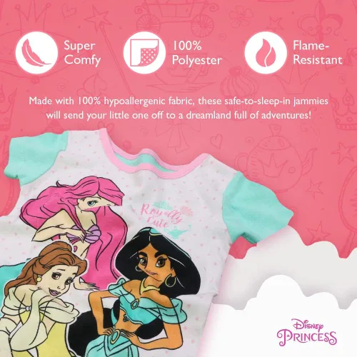 Vista 3 de Disney Girls 4-Piece Snug-fit Cotton Pajamas Set