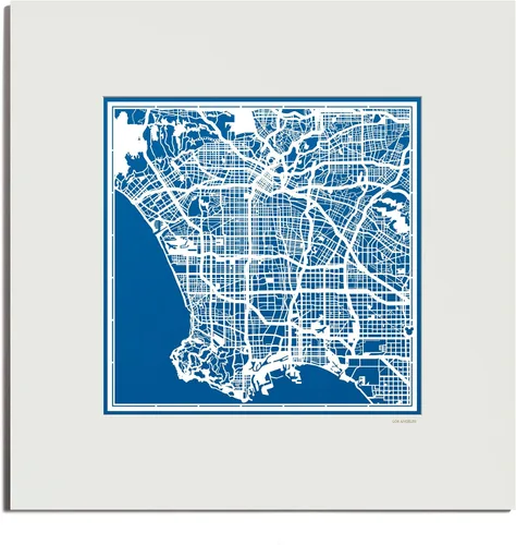 Vista 105 de O3 Design Studio San Diego, CA Paper Cut Map Matted Grey 20x20 in Paper Art