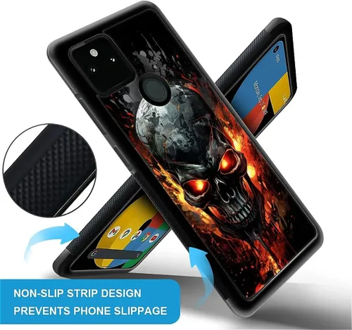 Vista 1047 de Compatible con Google Pixel 4A 5G Mobile Case Creative Acrylic Panel trasero Silicona Protección Grip especialmente diseñado para Google Pixel 4A 5G