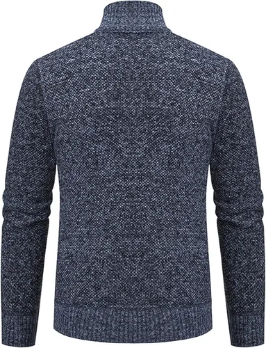 Vista 7 de VtuAOL Suéteres tipo cárdigan para hombre, suéteres casuales con cremallera completa, cárdigan de punto con bolsillos
