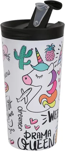 Vista 3 de IDRINK® - TAZA DE VIAJE con aislamiento de acero inoxidable Termo 11.8 fl oz UNICORNIO